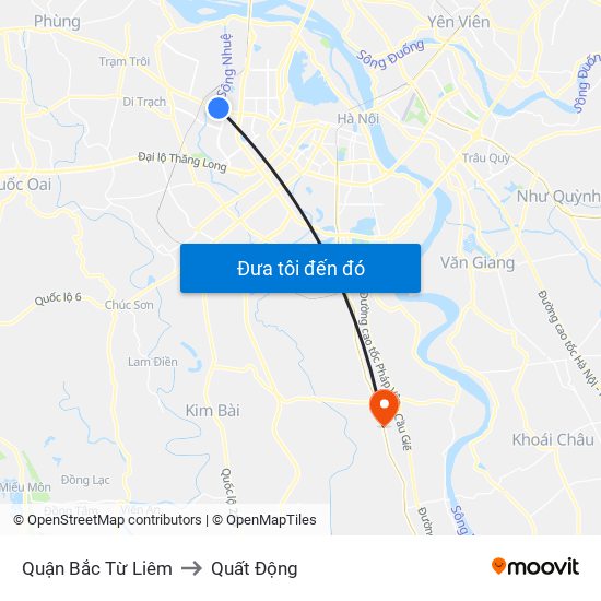 Quận Bắc Từ Liêm to Quất Động map