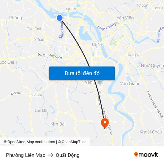 Phường Liên Mạc to Quất Động map