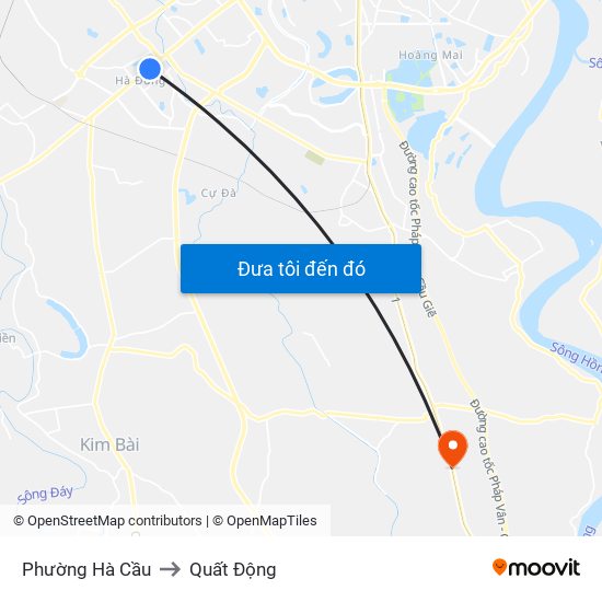 Phường Hà Cầu to Quất Động map