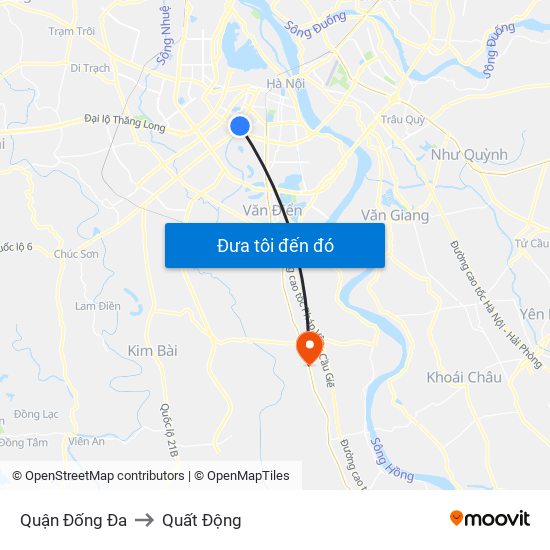 Quận Đống Đa to Quất Động map