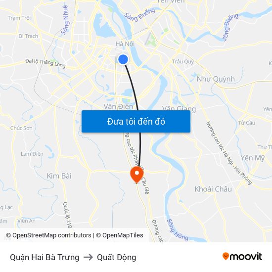 Quận Hai Bà Trưng to Quất Động map