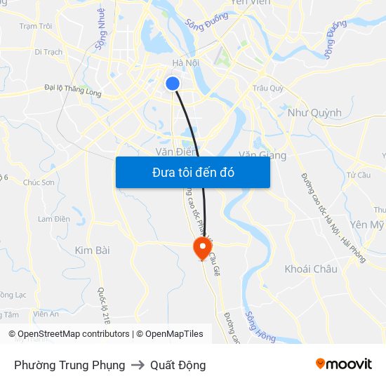 Phường Trung Phụng to Quất Động map