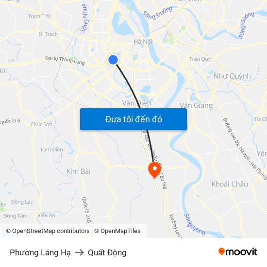 Phường Láng Hạ to Quất Động map