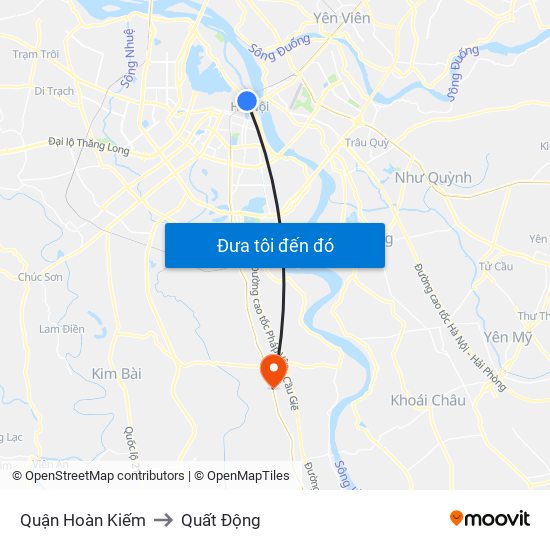 Quận Hoàn Kiếm to Quất Động map