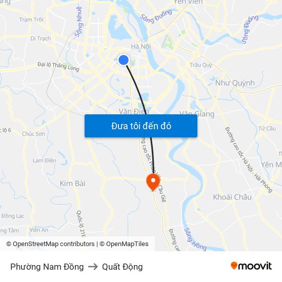 Phường Nam Đồng to Quất Động map