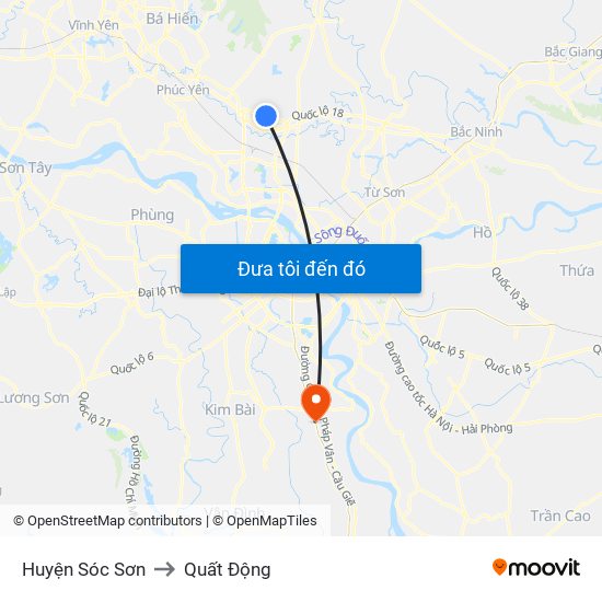 Huyện Sóc Sơn to Quất Động map