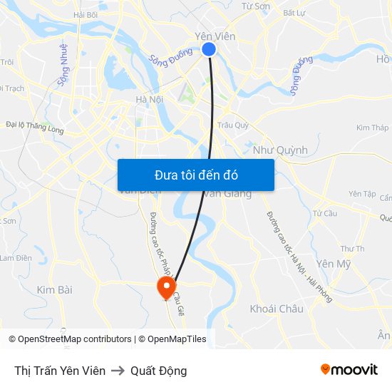 Thị Trấn Yên Viên to Quất Động map