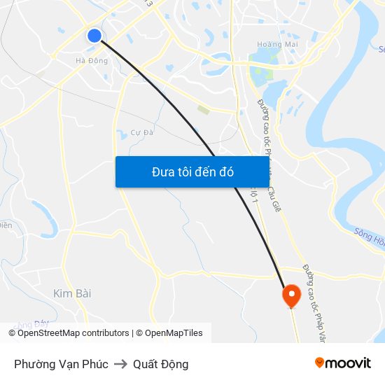 Phường Vạn Phúc to Quất Động map