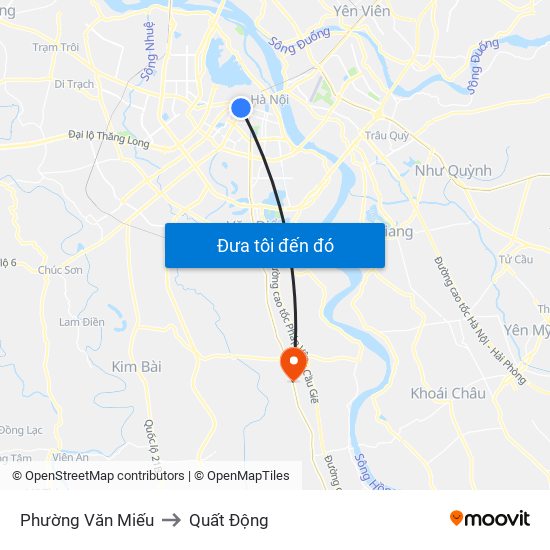 Phường Văn Miếu to Quất Động map