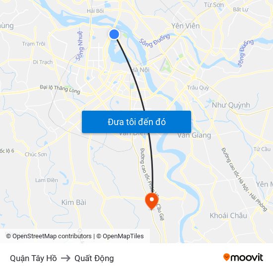 Quận Tây Hồ to Quất Động map