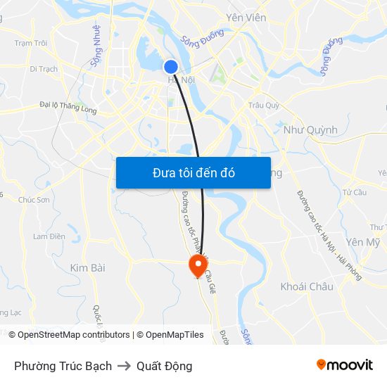 Phường Trúc Bạch to Quất Động map