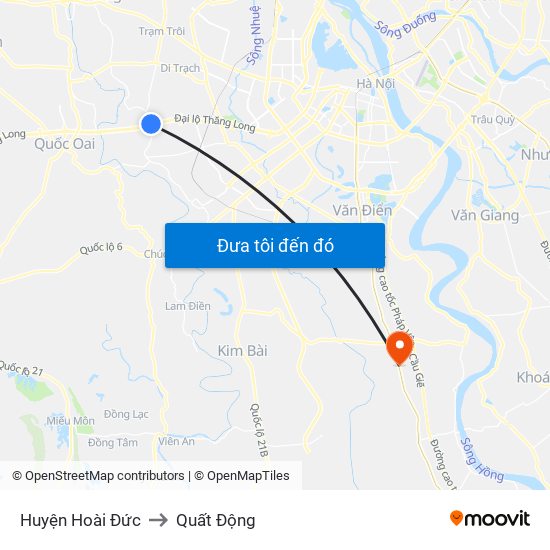 Huyện Hoài Đức to Quất Động map