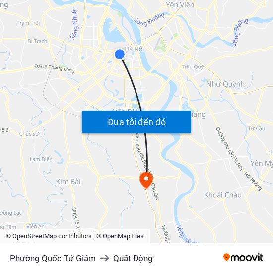 Phường Quốc Tử Giám to Quất Động map