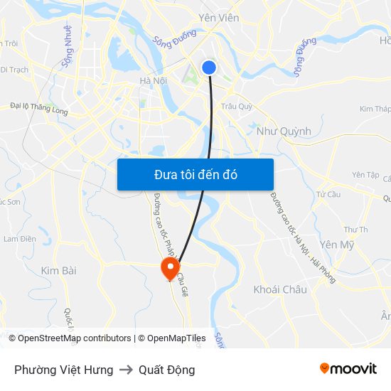 Phường Việt Hưng to Quất Động map