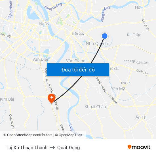 Thị Xã Thuận Thành to Quất Động map