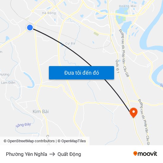 Phường Yên Nghĩa to Quất Động map