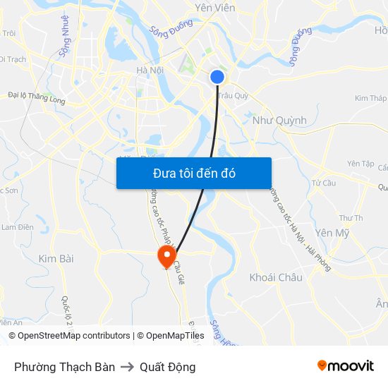 Phường Thạch Bàn to Quất Động map