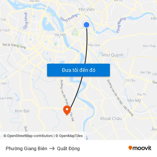 Phường Giang Biên to Quất Động map