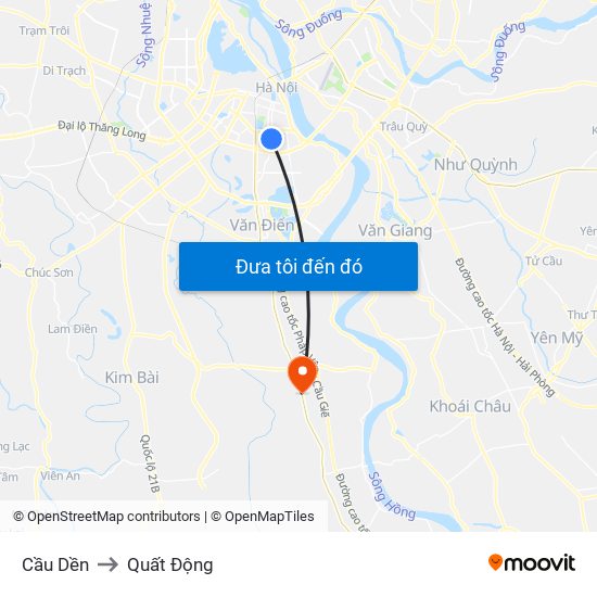 Cầu Dền to Quất Động map