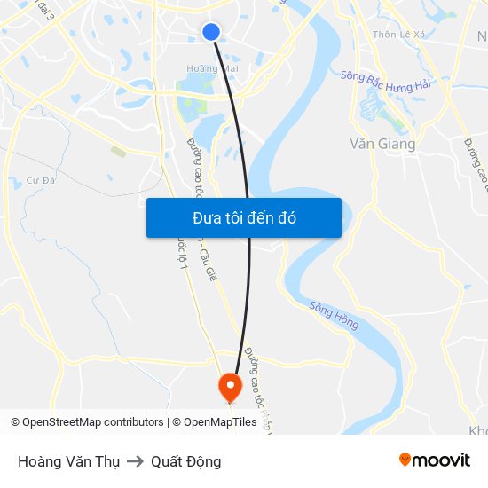 Hoàng Văn Thụ to Quất Động map