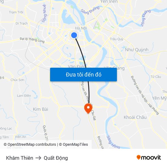 Khâm Thiên to Quất Động map