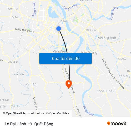 Lê Đại Hành to Quất Động map