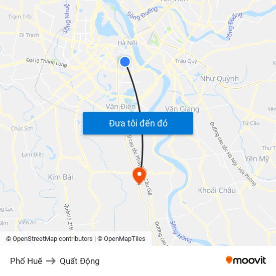 Phố Huế to Quất Động map