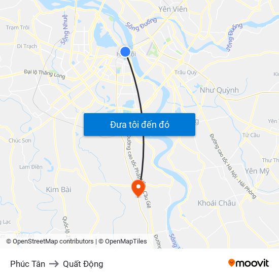 Phúc Tân to Quất Động map