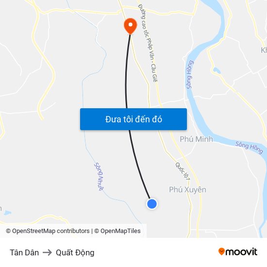 Tân Dân to Quất Động map