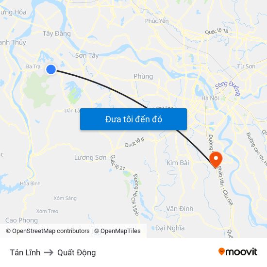 Tản Lĩnh to Quất Động map