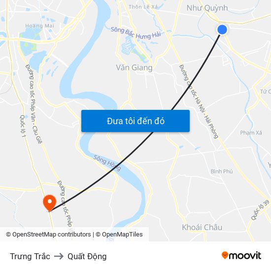 Trưng Trắc to Quất Động map