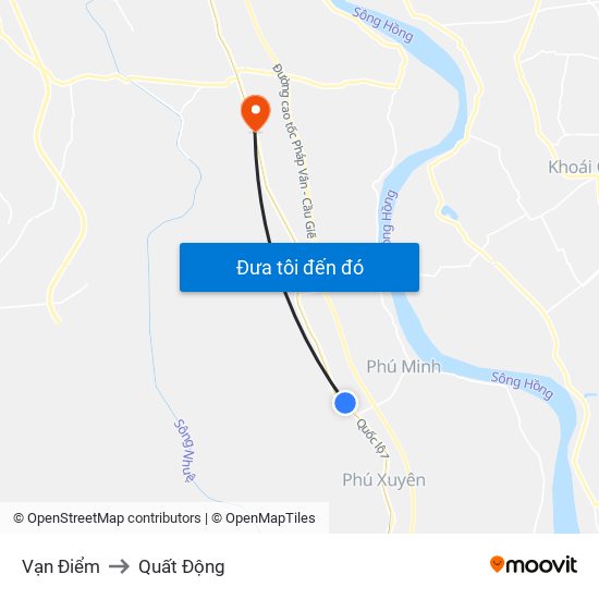 Vạn Điểm to Quất Động map