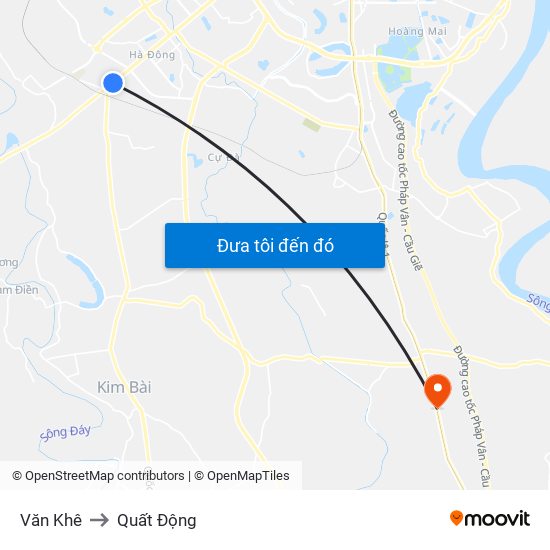 Văn Khê to Quất Động map