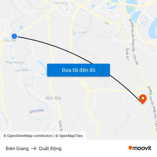 Biên Giang to Quất Động map
