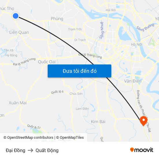 Đại Đồng to Quất Động map
