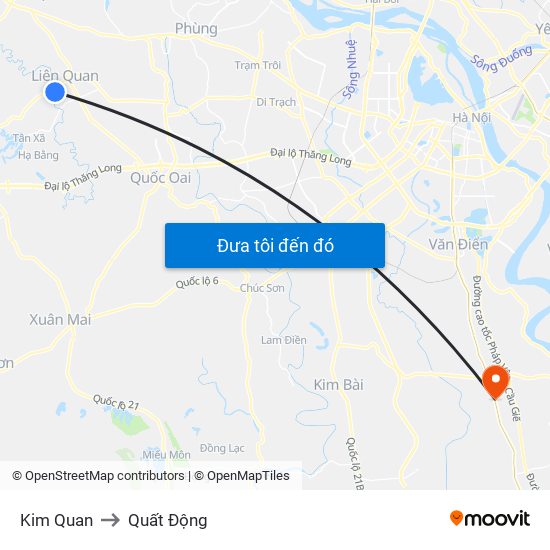 Kim Quan to Quất Động map