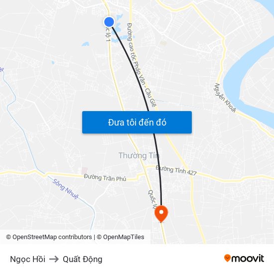 Ngọc Hồi to Quất Động map