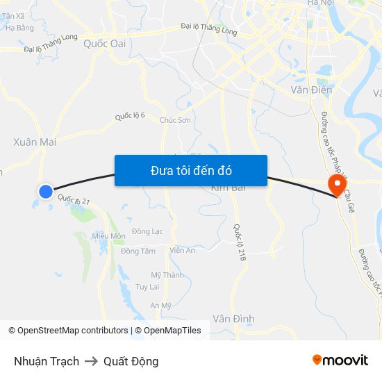 Nhuận Trạch to Quất Động map