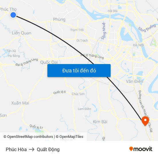 Phúc Hòa to Quất Động map