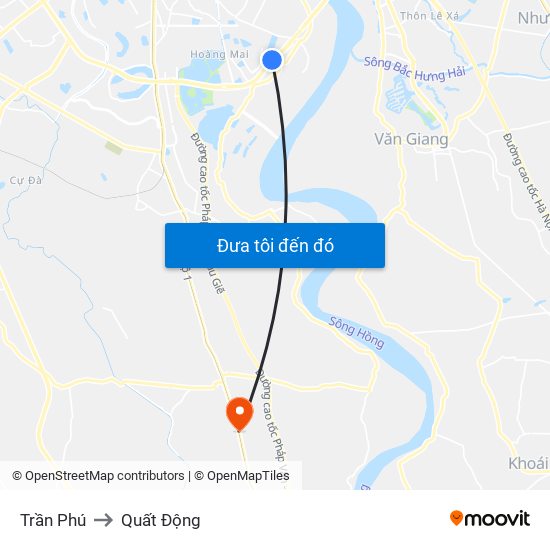 Trần Phú to Quất Động map