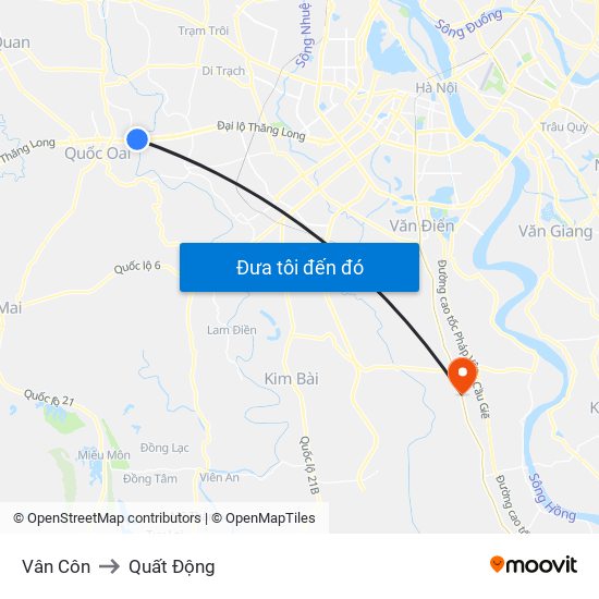 Vân Côn to Quất Động map