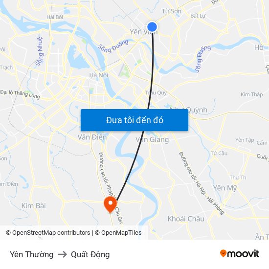 Yên Thường to Quất Động map