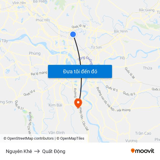 Nguyên Khê to Quất Động map