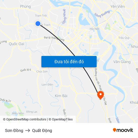 Sơn Đồng to Quất Động map