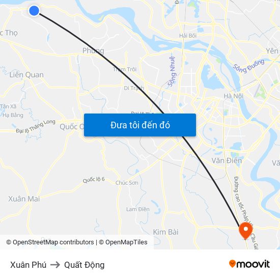 Xuân Phú to Quất Động map