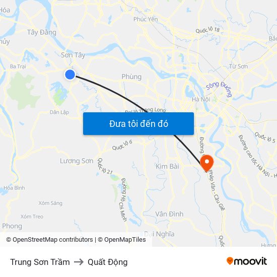 Trung Sơn Trầm to Quất Động map