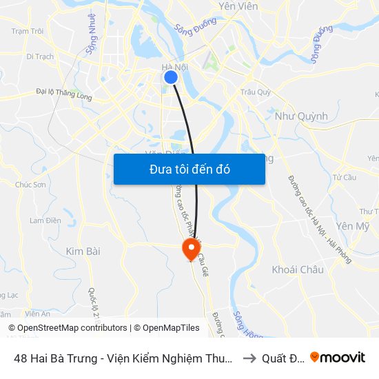 48 Hai Bà Trưng - Viện Kiểm Nghiệm Thuốc Trung Ương to Quất Động map