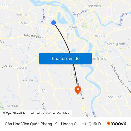 Gần Học Viện Quốc Phòng - 91 Hoàng Quốc Việt to Quất Động map