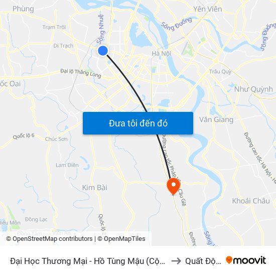 Đại Học Thương Mại - Hồ Tùng Mậu (Cột Sau) to Quất Động map