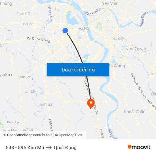 593 - 595 Kim Mã to Quất Động map